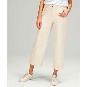 Lululemon City Sleek 5 Pocket Wide-Leg High Rise 7/8 Length Pant White Opal 29
